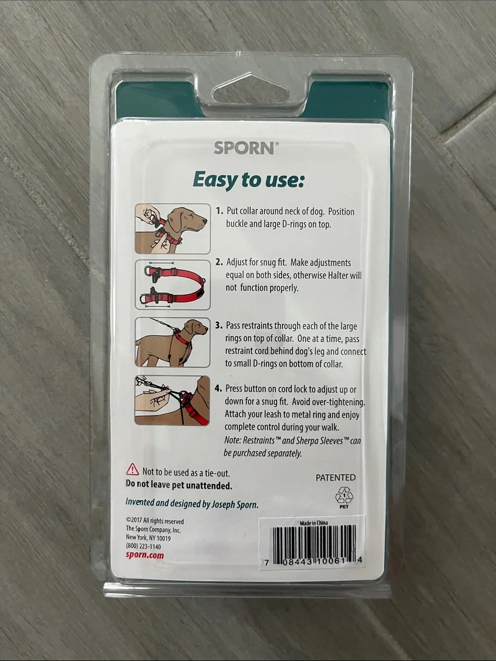 New in package Sporn Original No Pull Training Halter Dog Harness, Black, Small